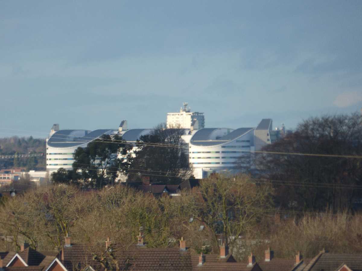 Queen Elizabeth Hospital Birmingham from Druids Heath - 7th January 2023